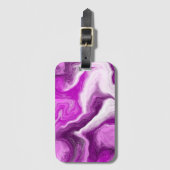 紫パーソナライズされたと白の大理石の渦巻き ラゲッジタグ (正面縦)