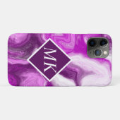 紫パーソナライズされたと白の大理石の渦巻き Case-Mate iPhoneケース (裏面(横))