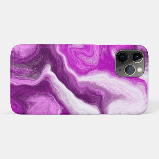 紫パーソナライズされたと白の大理石の渦巻き Case-Mate iPhoneケース (裏面(横))