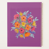 紫パーソナライズされたに水色の花 プランナー手帳 (裏面)