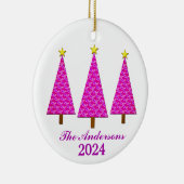 紫パーソナライズされたのクリスマスツリー セラミックオーナメント (右)