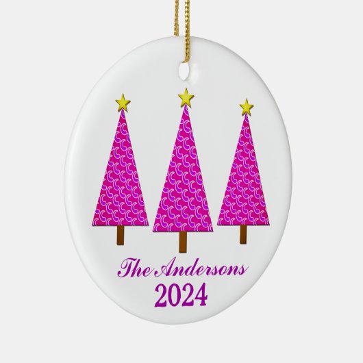 紫パーソナライズされたのクリスマスツリー セラミックオーナメント (右)