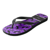 紫パーソナライズされたのグリッターのファンシー弓 ビーチサンダル (アングル)