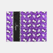 紫パーソナライズされたのグリッター フリースブランケット (正面(横))