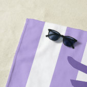 紫パーソナライズされたのスストライプのクリプト名 ビーチタオル (インサイチュ)