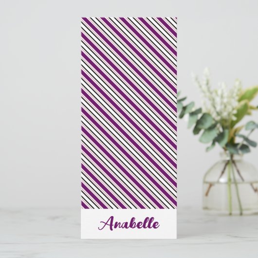 紫パーソナライズされたのストライプブックマーク (スタンド正面)