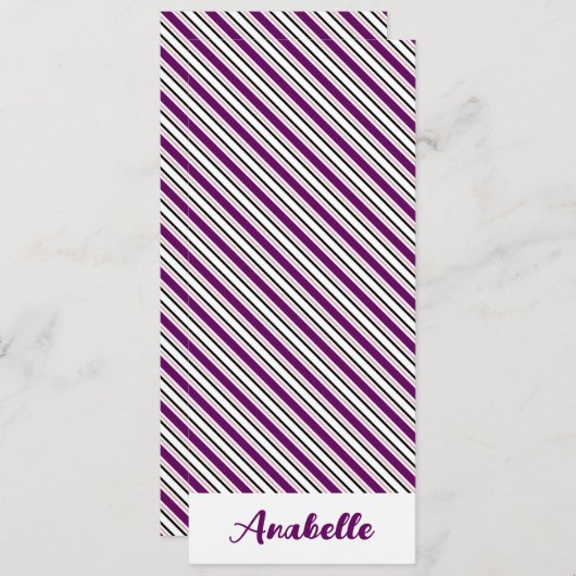 紫パーソナライズされたのストライプブックマーク (正面/裏面)