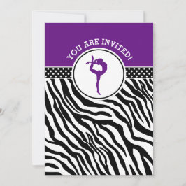 紫パーソナライズされたのゼブラプリント体操 招待状
