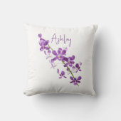 紫パーソナライズされたのデンドロビウム蘭 クッション (正面)