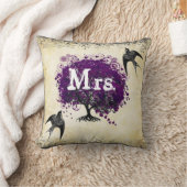 紫パーソナライズされたのハートの葉の花嫁 クッション (ブランケット)
