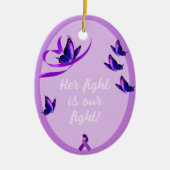 紫パーソナライズされたのハートセラミックまたは セラミックオーナメント (正面)