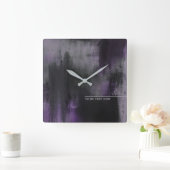 紫パーソナライズされたのモダン抽象芸術芸術的 スクエア壁時計 (ホーム)