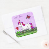 紫パーソナライズされたの一角花と蝶 スクエアシール (封筒)