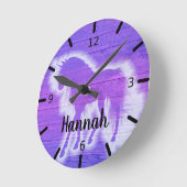 紫パーソナライズされたの一角 ラウンド壁時計 (傾斜)