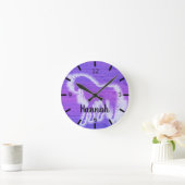 紫パーソナライズされたの一角 ラウンド壁時計 (ホーム)