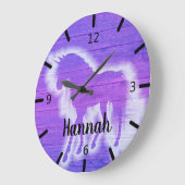 紫パーソナライズされたの一角 ラウンド壁時計 (傾斜)