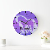 紫パーソナライズされたの一角 ラウンド壁時計 (ホーム)
