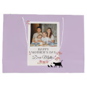紫パーソナライズされたの写真と母の日 ラージペーパーバッグ (裏面)