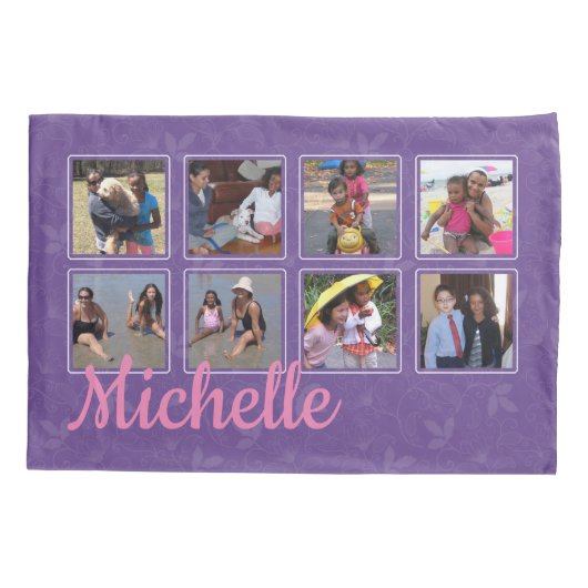 紫パーソナライズされたの写真 枕カバー (裏面)