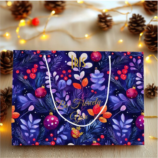 紫パーソナライズされたの抱き枕と離れ大きな ラージペーパーバッグ