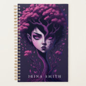 紫パーソナライズされたの木と顔 プランナー手帳 (正面)