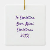 紫パーソナライズされたの髪と目を持つアニメの少女 セラミックオーナメント (裏面)