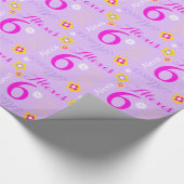 紫パーソナライズされたの6歳の誕生日 ラッピングペーパー (角)