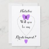 紫パーソナライズされたは私の花嫁になる 招待状 (正面)