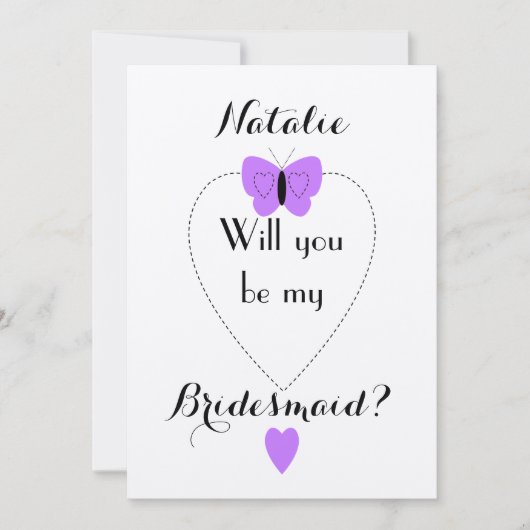 紫パーソナライズされたは私の花嫁になる 招待状 (正面)