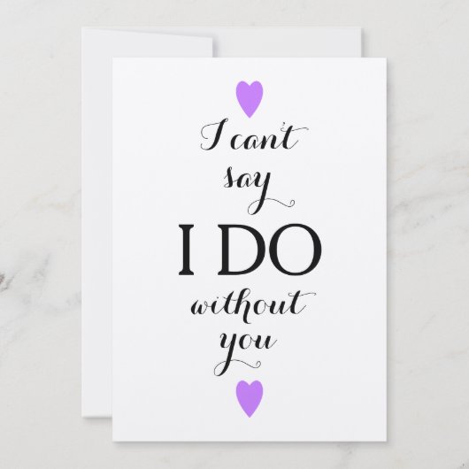 紫パーソナライズされたは私の花嫁になる 招待状 (裏面)