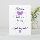 紫パーソナライズされたは私の花嫁になる 招待状 (スタンド正面)