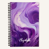 紫パーソナライズされたエレガントのインク渦巻きスパイラル ノートブック (正面)