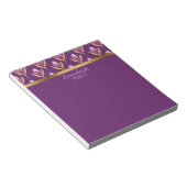 紫パーソナライズされたエレガントのフローラと金ゴールド ノートパッド (アングル)