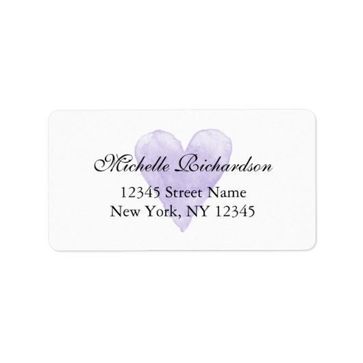 紫パーソナライズされたエレガントハート住所 シール (正面)