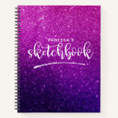紫パーソナライズされたエレガントピンクスケッチブック ノートブック (正面)