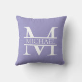 紫パーソナライズされたエレガントモノグラムと名前 クッション (裏面)