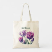 紫パーソナライズされたエレガントモノグラム トートバッグ (裏面)