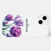 紫パーソナライズされたエレガントモノグラム Case-Mate iPhoneケース (裏面 (横))