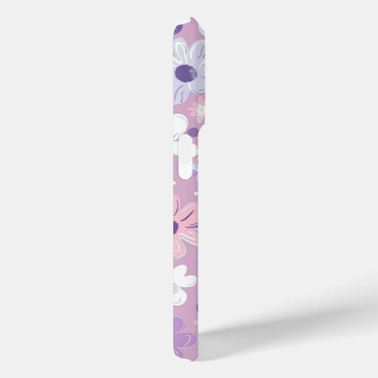 紫パーソナライズされたガーリーの花模様 Case-Mate iPhoneケース (裏面 / 右)