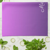 紫パーソナライズされたグラデーション キッチンタオル (折り畳み)