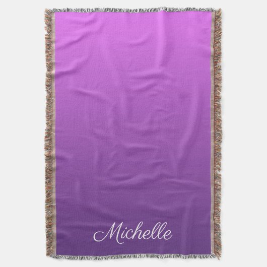 紫パーソナライズされたグラデーション スローブランケット (正面縦)