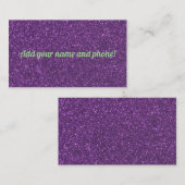紫パーソナライズされたグリッター 名刺 (正面/裏面)