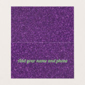 紫パーソナライズされたグリッター 名刺 (外部フラット)