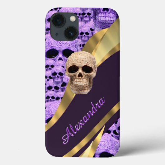 紫パーソナライズされたゴシックスカル Case-Mate iPhoneケース (裏面)