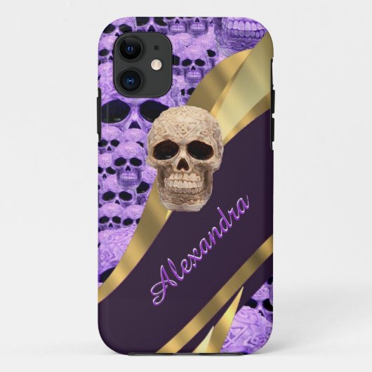 紫パーソナライズされたゴシックスカル Case-Mate iPhoneケース (裏面)