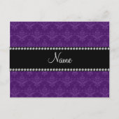 紫パーソナライズされたダマスク ポストカード (正面)