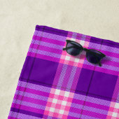 紫パーソナライズされたピンクプレイドビーチタオル ビーチタオル (インサイチュ)