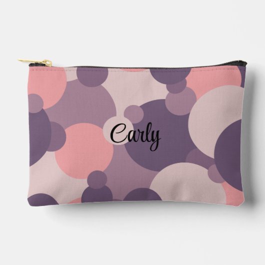 紫パーソナライズされたピンク分子トイレタリーポーチ アクセサリーポーチ (正面)