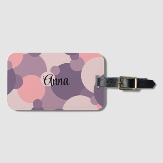 紫パーソナライズされたピンク分子ラゲッジタグ ラゲッジタグ (正面横)
