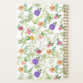 紫パーソナライズされたピンク黄フローラ年 プランナー手帳 (裏面)
